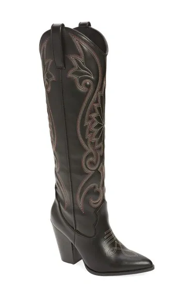 Steve Madden Lasso Knee High Western Boot In Brown Distressed