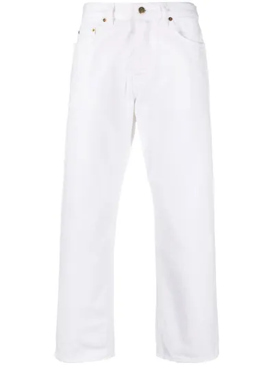 Golden Goose Distressed-hem Straight-leg Jeans In Offwhite