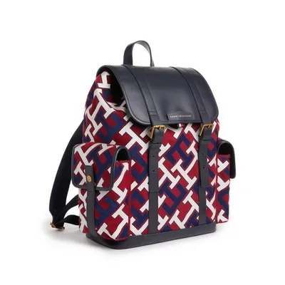 Tommy Hilfiger Wool And Leather Jacquard Backpack