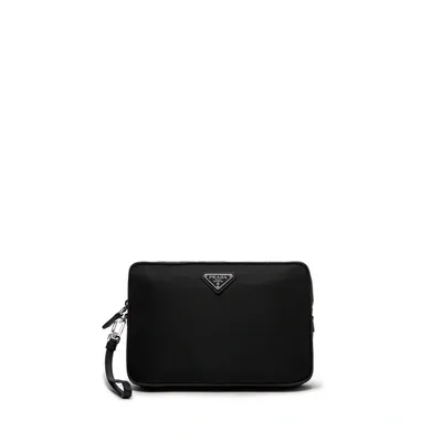 Prada Trousse De Toilette En Gabardine De Nylon In Black