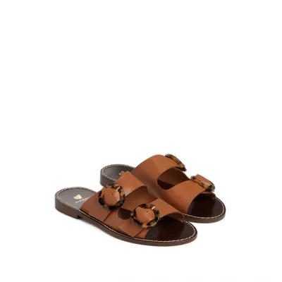 Bobbies Pia Double Buckle Leather Sandals