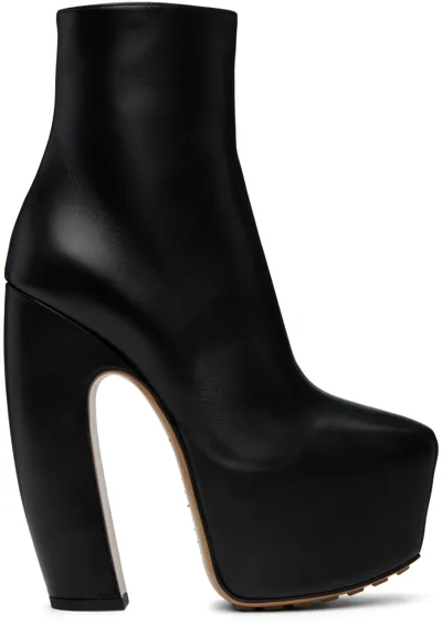 Bottega Veneta Leather Zip Platform Booties In Black