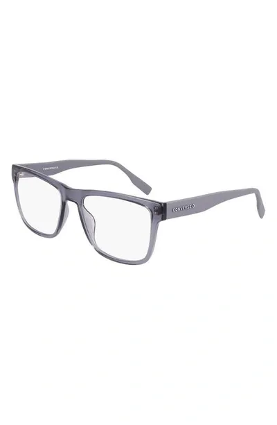 Converse Malden 58mm Rectangular Blue Light Blocking Reading Glasses In Crystal Light Carbon