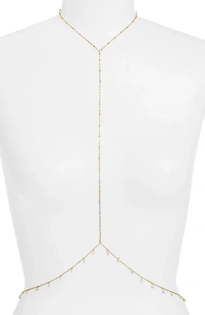 Vidakush Dainty Drop Charm Body Chain In Gold