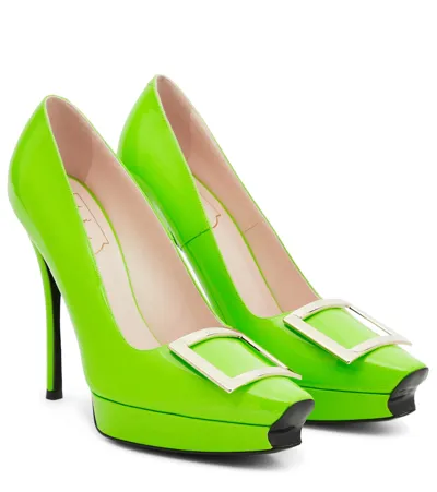 Roger Vivier Belle Vivier Patent Leather Platform Pumps In Verde Parakeet