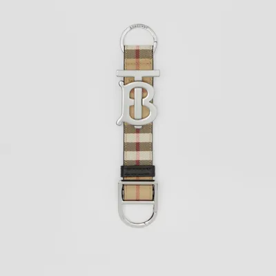 Burberry Monogram Motif Vintage Check Key Ring In Archive Beige