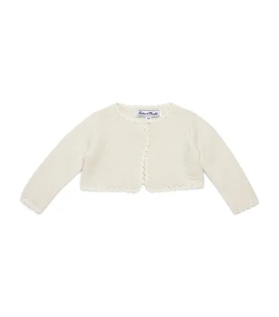 Tartine Et Chocolat Babies' Scallop-trim Knit Cardigan In Off White