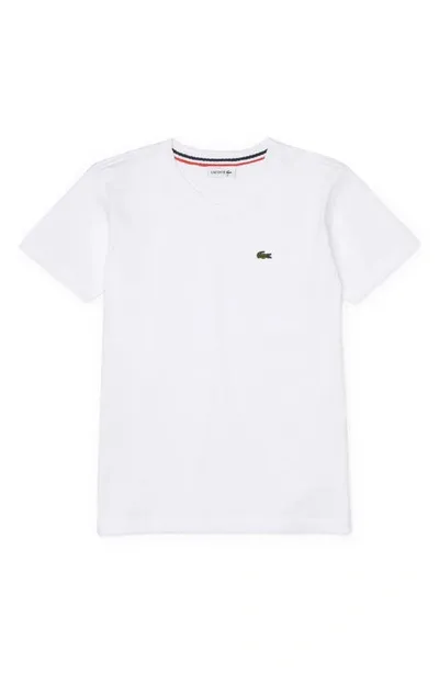 Lacoste Solid V-neck T-shirt In Bianco