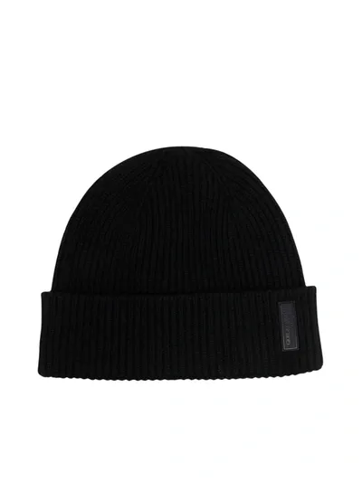 Giorgio Armani Logo-patch Cashmere-knit Beanie In Black