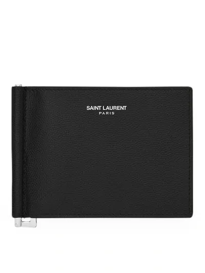 Saint Laurent Ysl Leather Wallet In Black