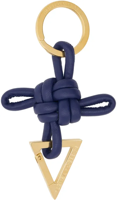 Bottega Veneta Knotted Leather Keyring In 4103 Cruise Gold