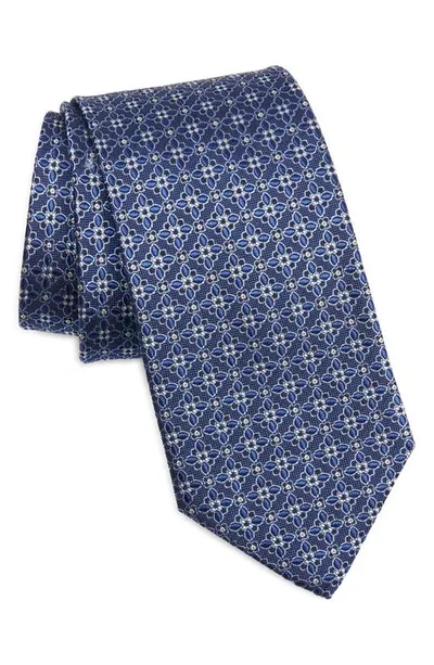 Eton Geometric Silk Classic Tie In Navy