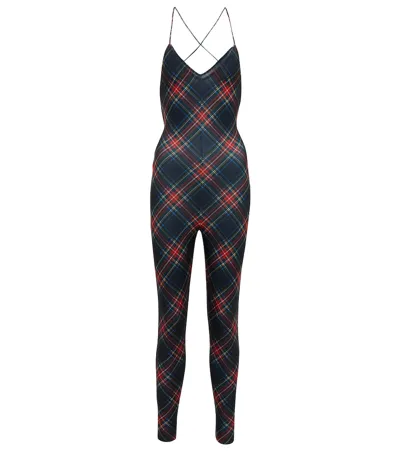 Norma Kamali Fara Tartan Jumpsuit In Black Tartan