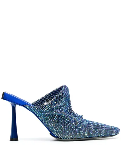 Benedetta Bruzziches Goliarda Crystal Mesh Mules In Blue