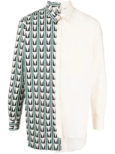 Lanvin Patchwork Geometric Print Shirt In Neutrals