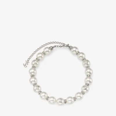 Jimmy Choo Pearl Crystal Choker In Silver