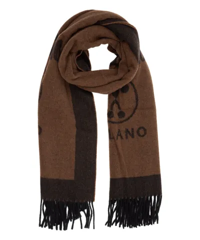 Moschino Double Question Mark Wool Wool Scarf In Multi