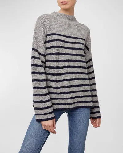 Rails Claudia Striped Funnel-neck Sweater In Heather Navy Stripe