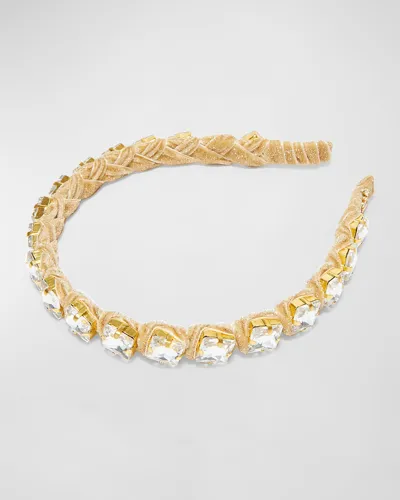 Lele Sadoughi Square Embellished Strand Headband In Gold