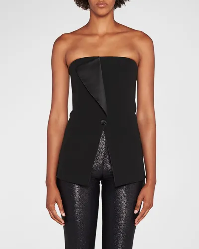 Giorgio Armani Strapless Satin-lapel Tuxedo Top In Black