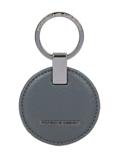 Porsche Design Men's Circle Leather Logo Keyring In Anthracite Matte