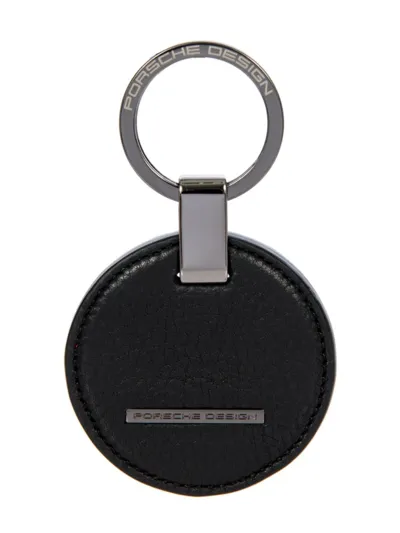 Porsche Design Men's Circle Leather Logo Keyring In Black