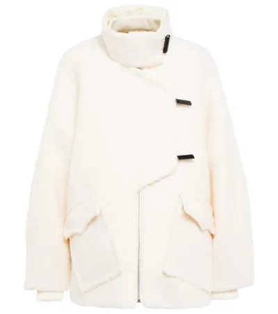 Ganni Wool Drop Shoulder Jacket In Egret