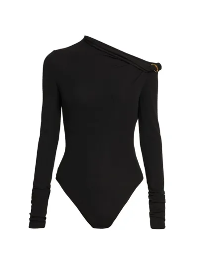 Versace Knotted Viscose Jersey Bodysuit In Black