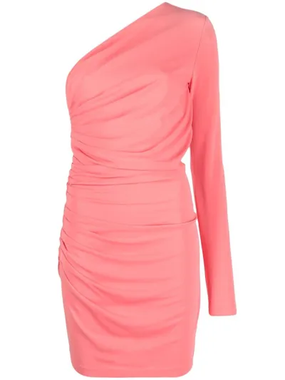 Dsquared2 Ruched One-shoulder Minidress In Pink