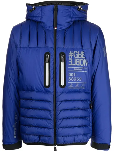 Moncler Monthey Padded Shell-down Hooded Jacket In Blue