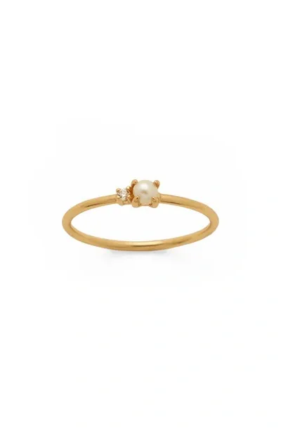 Made By Mary Petite Pearl Ring In Gold