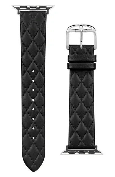 Ted Baker London Quilted Leather Apple Watch® Watchband In Black