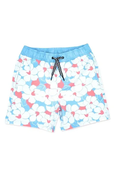 Feather 4 Arrow Kids' Retro Tropical Swim Trunks In Cool Blue