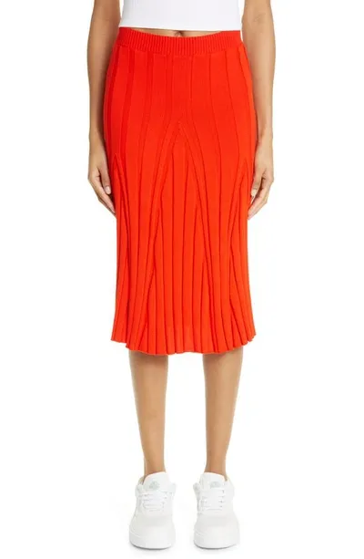 Stella Mccartney Women's Wide Rib-knit Midi Skirt In Bright Red