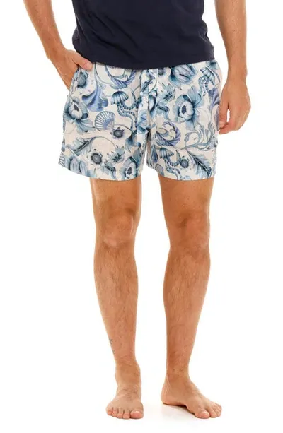 The Lazy Poet Ben Blue Medusa Linen Pajama Shorts