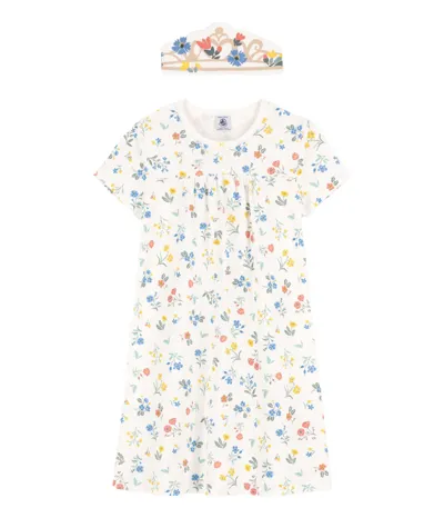 Petit Bateau Kids' Nightdress With Matching Hairband In Panna