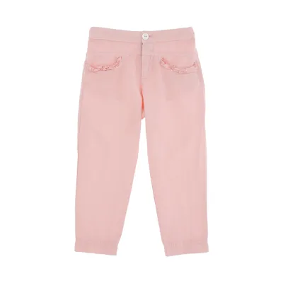 Le Petit Coco Kids' Pink Trousers With Pockets And Rouches In Rosa