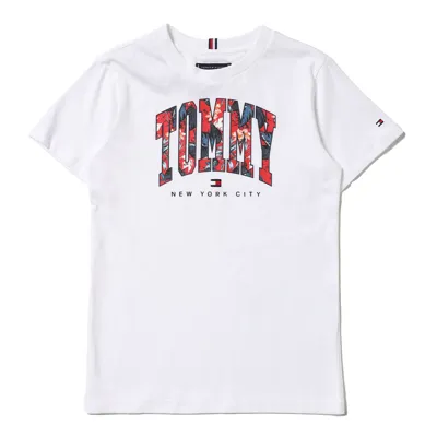 Tommy Hilfiger Junior Babies' White T-shirt With Floral Logo In Bianco