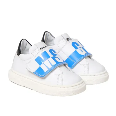 Msgm Kids' Sneakers With Touch-strap Fastening In Bianco