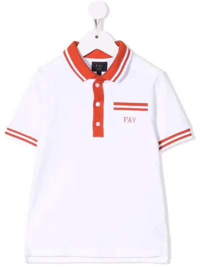 Fay Junior Kids' Polo With Embroidery In Bianco