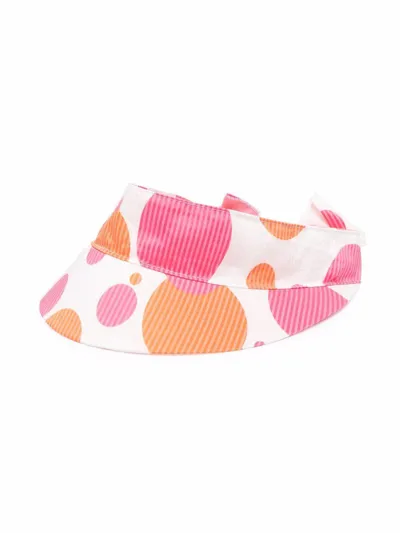 Simonetta Kids' Polka Dot Visor In Bianco