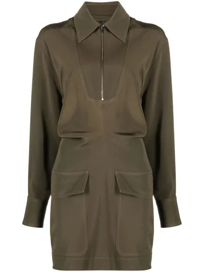 Victoria Beckham Flap-pocket Minidress In Green