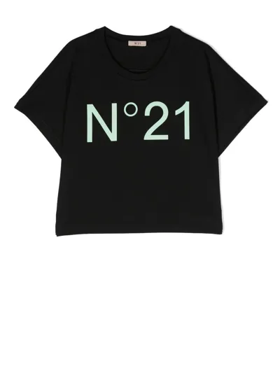 N°21 Kids' Logo-print Cotton T-shirt In Black