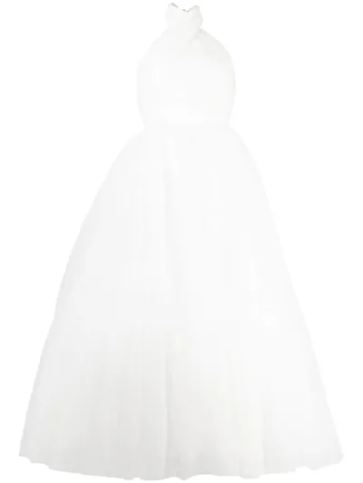 Giambattista Valli Halterneck Tulle Dress In White