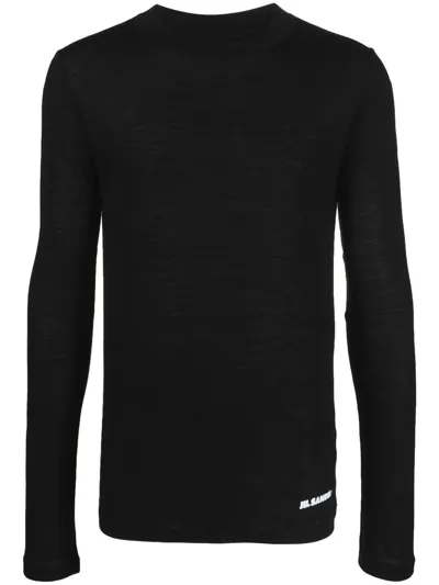 Jil Sander Logo-print Long-sleeve T-shirt In Schwarz