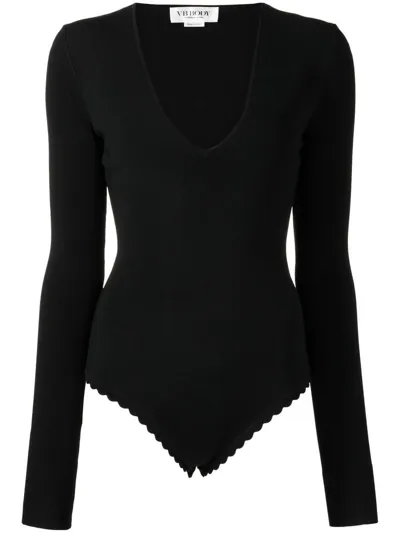 Victoria Beckham Deep V-neck Bodysuit In Navy