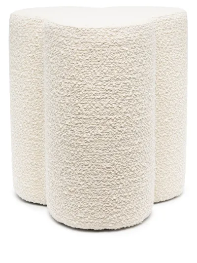 Polspotten Neutral Clover Boucle Stool In Neutrals