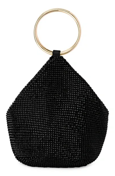 Olga Berg Ellie Crystal Mesh Bag In Black