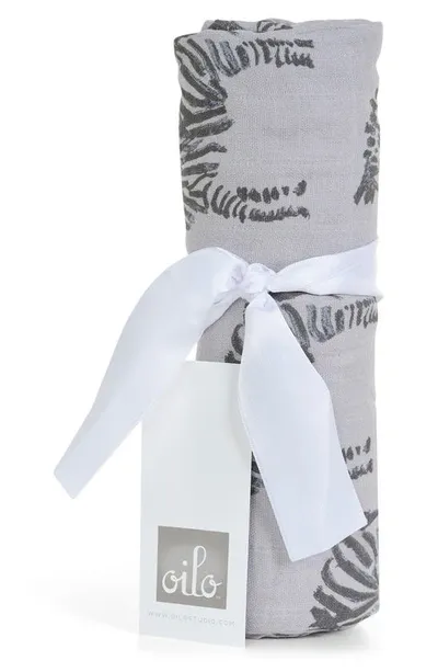 Oilo Kids' Zebra Swaddle Blanket In Gray