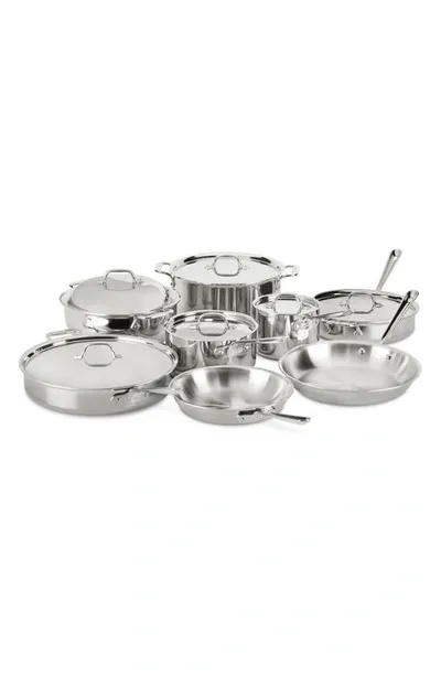 All-clad D3 14-piece Stainless Steel Cookware Set In Silver